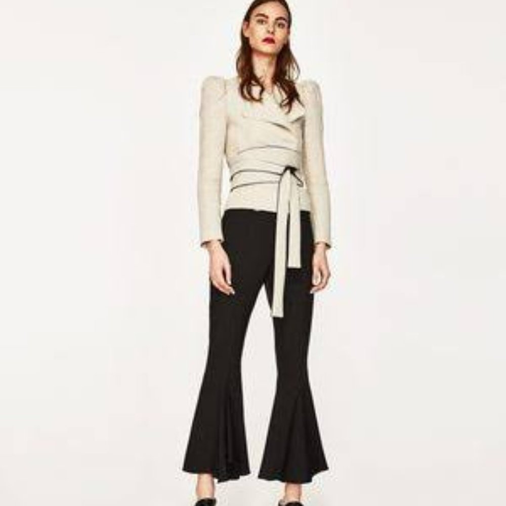 Sandro Paris Women's Black Flared High-Rise Pants Italy - size 40 - black - medi